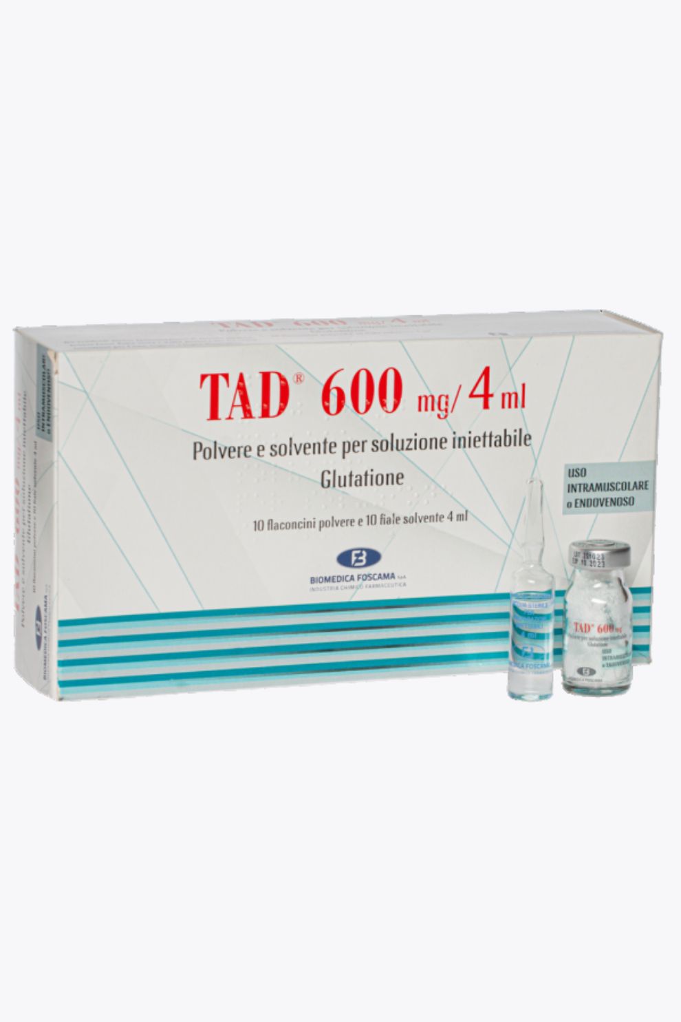 TAD 600 მგ (გლუტათიონი) ამპულების პაკეტი ინტრავენური და ინტრამუსკულური ადმინისტრაციისთვის